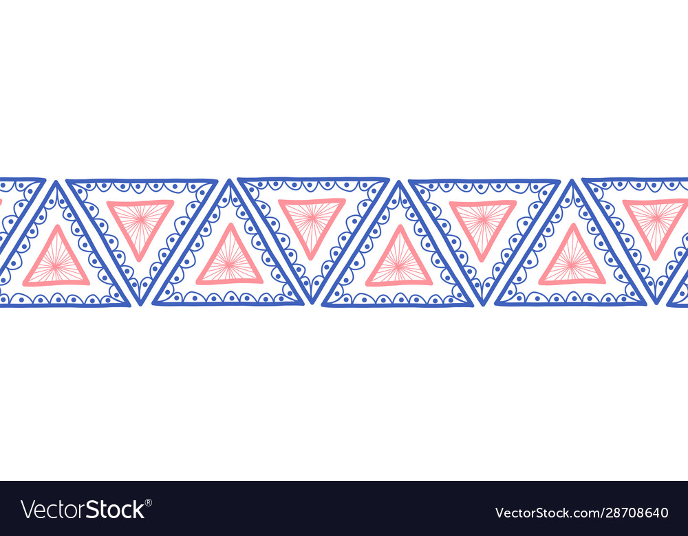 Triangles seamless border boho style vector image Triangles seamless border boho style