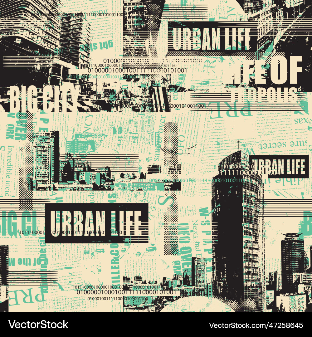 Abstract grunge seamless pattern with newspaper Vector Image