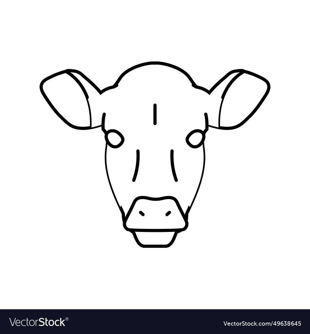 Cow Head Farm Line Icon Royalty Free Vector Image