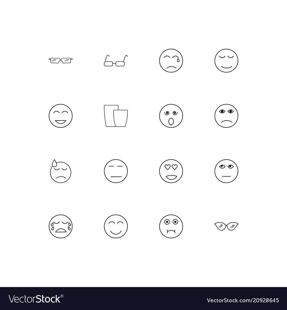 Emoticons linear thin icons set outlined simple