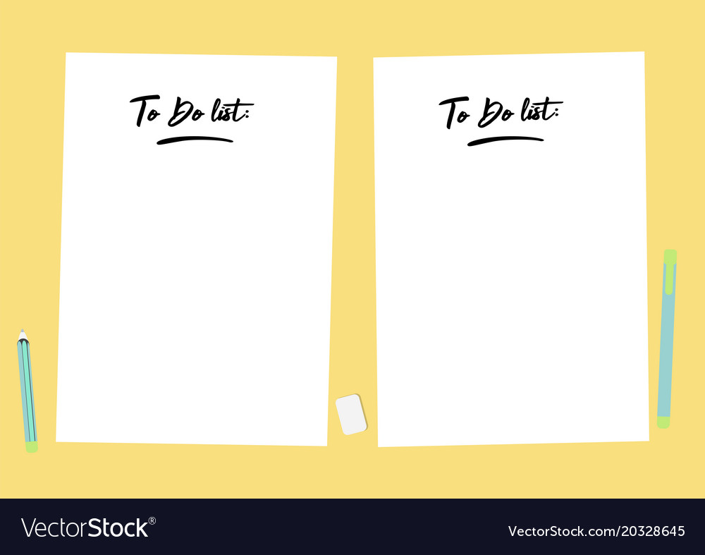 Flat template sheets of paper on the desktop