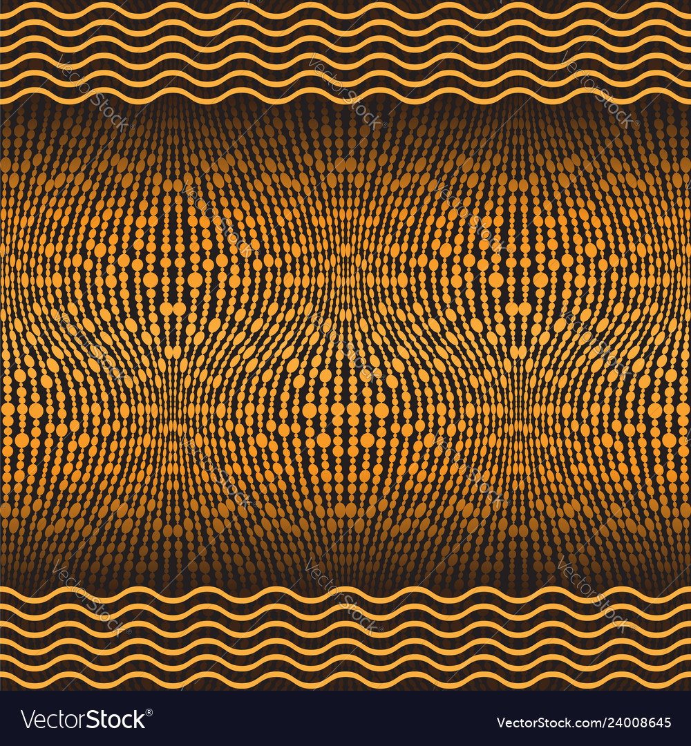 Golden seamless pattern with wavy lines and balls