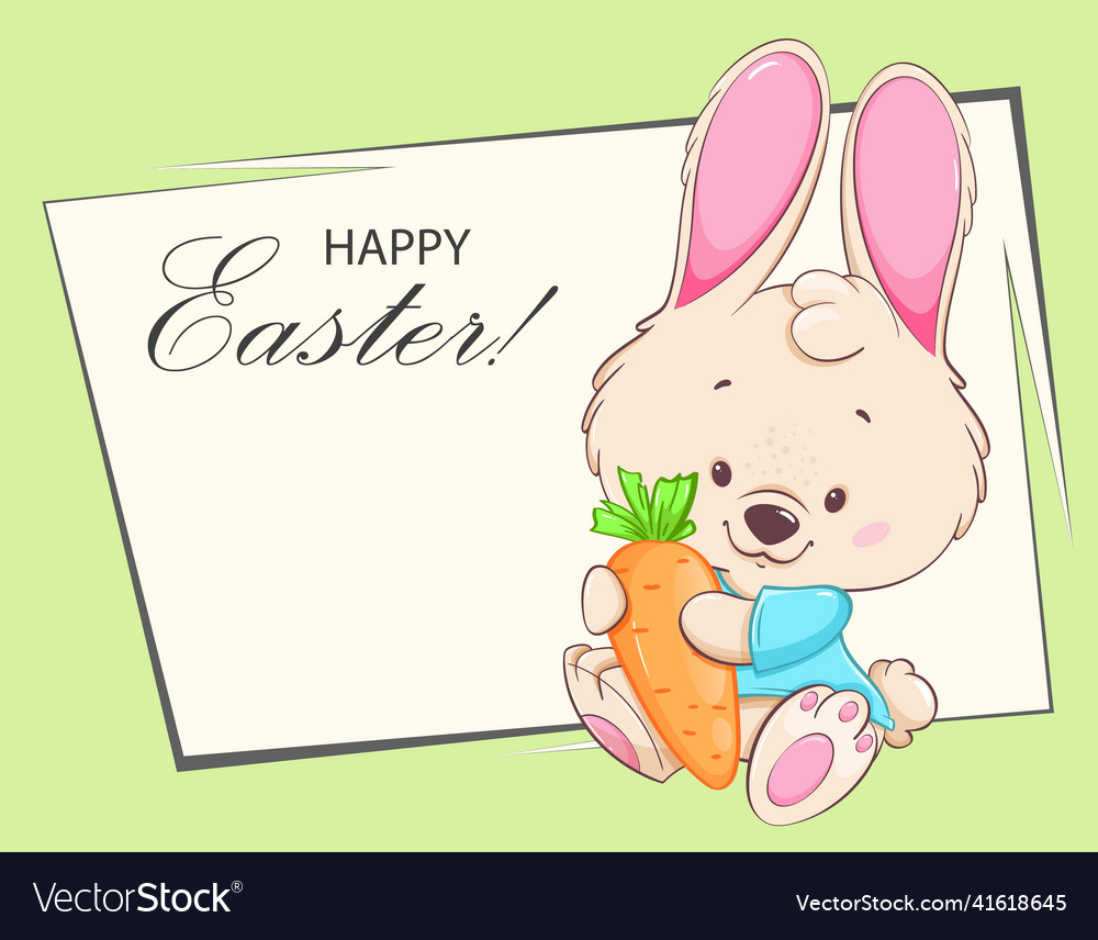 Happy easter funny cartoon character rabbit