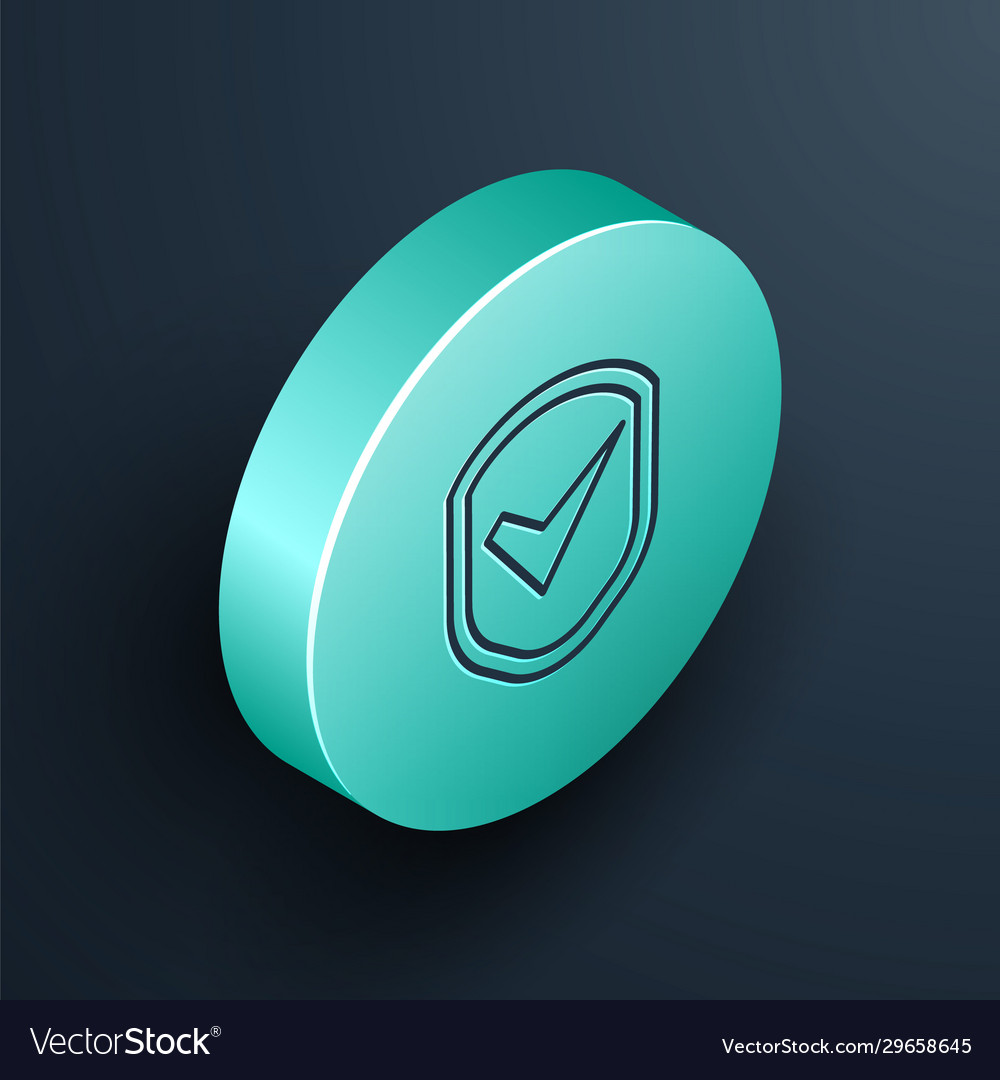 Isometric line shield with check mark icon Vector Image Isometric line shield with check mark icon