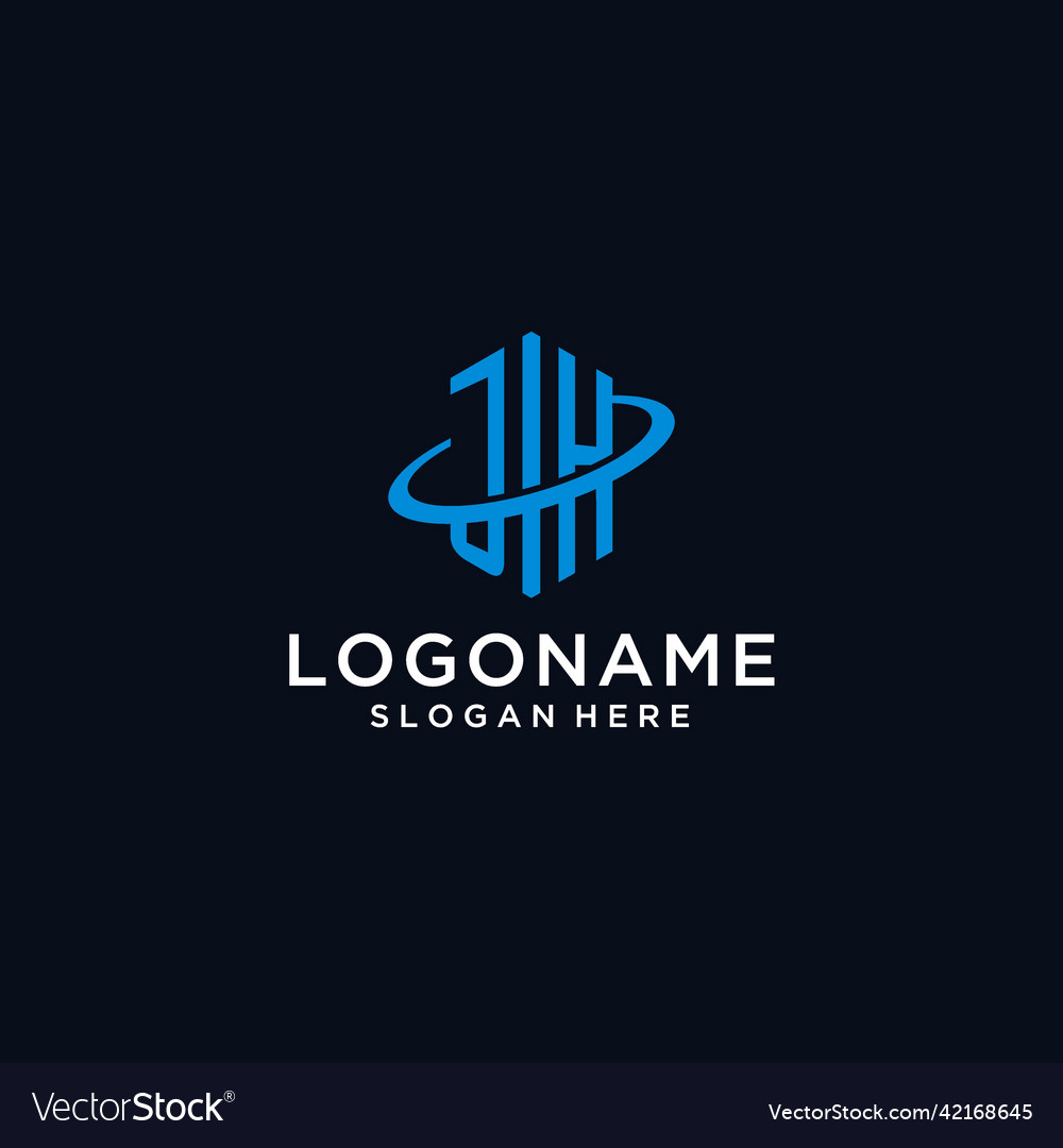 Jh initial monogram logo with hexagonal shape