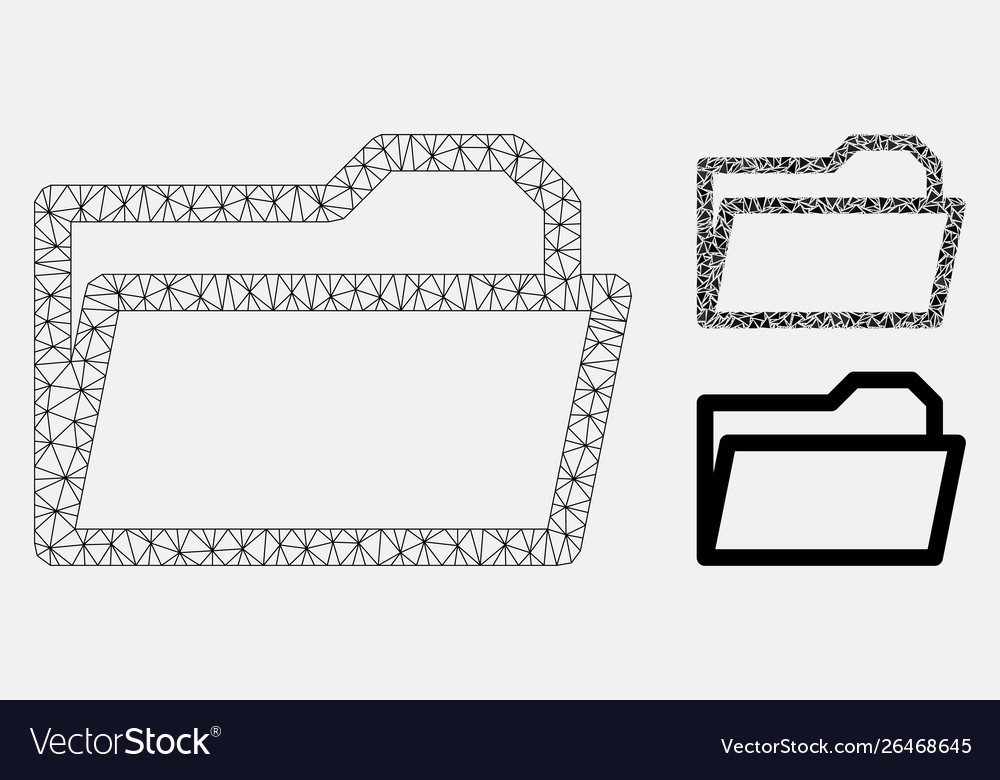 Open folder mesh carcass model and triangle vector image Open folder mesh carcass model and triangle