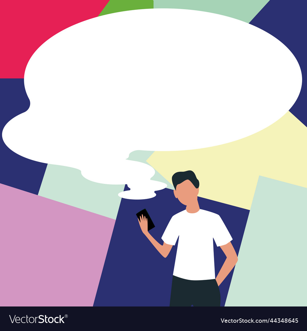 Presenter with conversation bubble showing new vector image Presenter with conversation bubble showing new