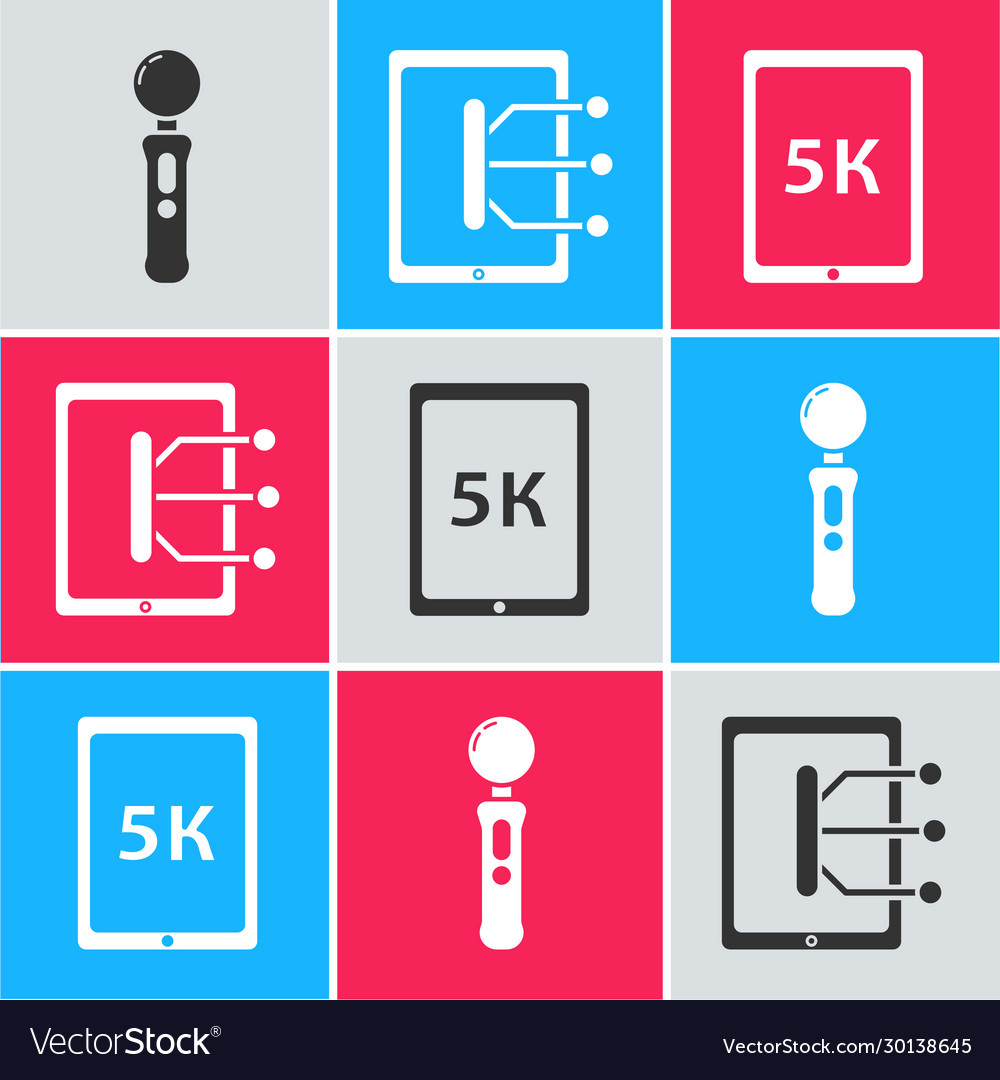 Set gamepad tablet and with text 5k icon vector image Set gamepad tablet and with text 5k icon