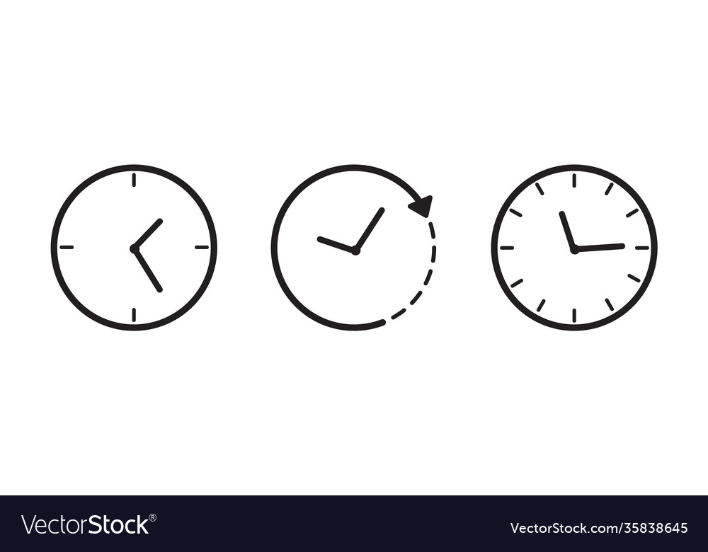 Set time and clock line icons Vector Image Set time and clock line icons