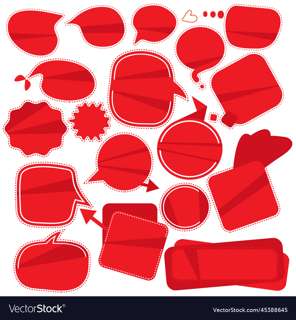 Speech bubbles and signs for red text