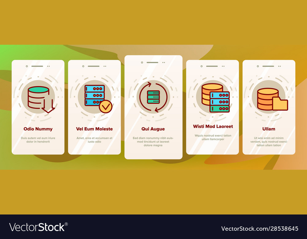 Sql database onboarding icons set vector image Sql database onboarding icons set