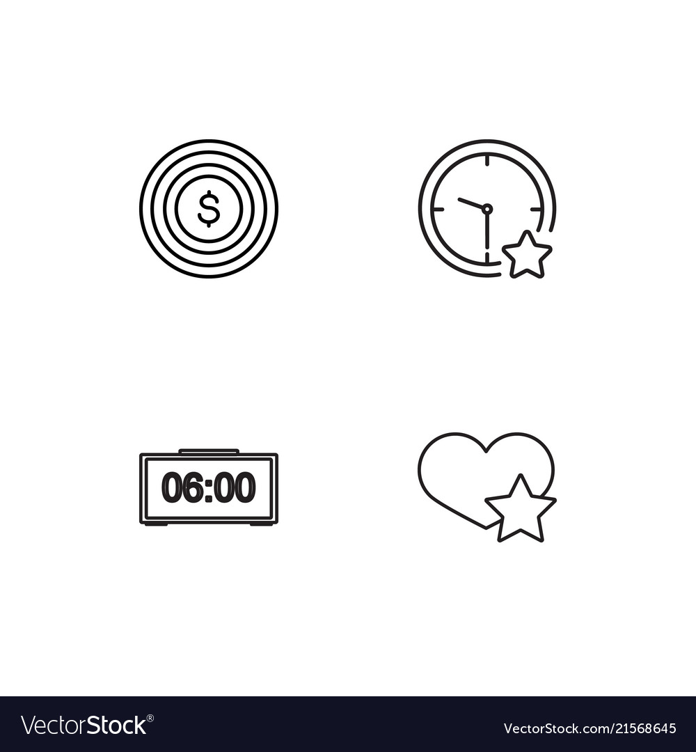 Time linear icons set simple outline