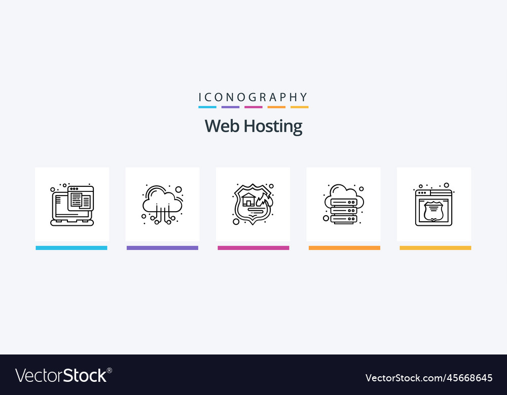 Web hosting line 5 icon pack including