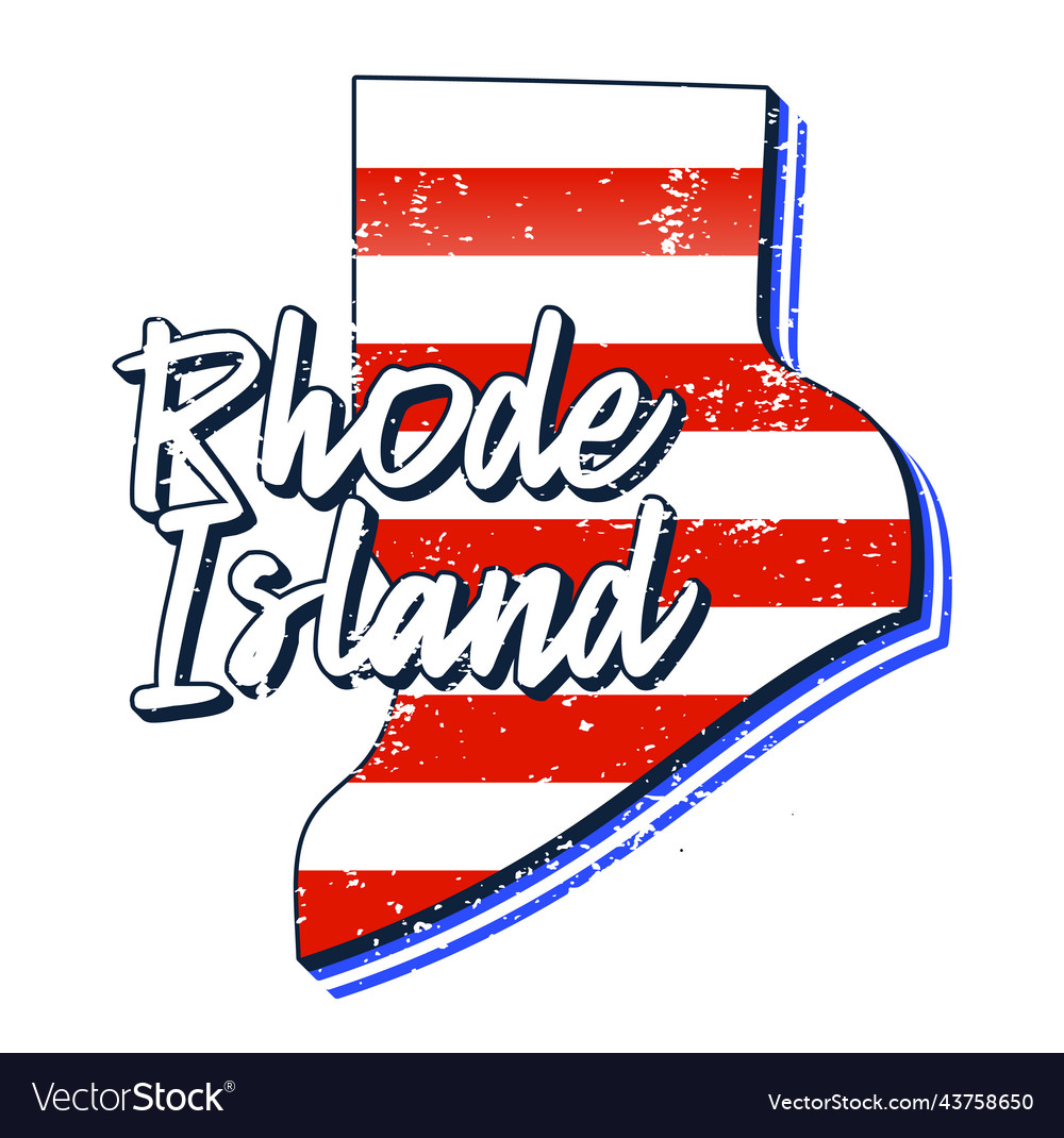 American flag in rhode island state map grunge