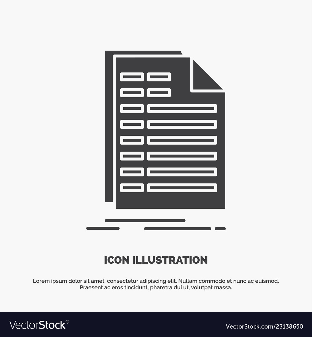 Bill excel file invoice statement icon glyph gray vector image Bill excel file invoice statement icon glyph gray