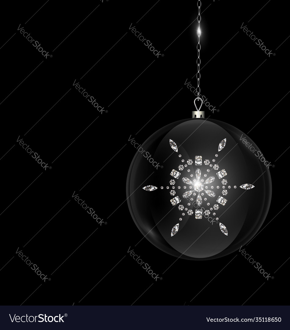 Black christmas ball with jewel snowflake