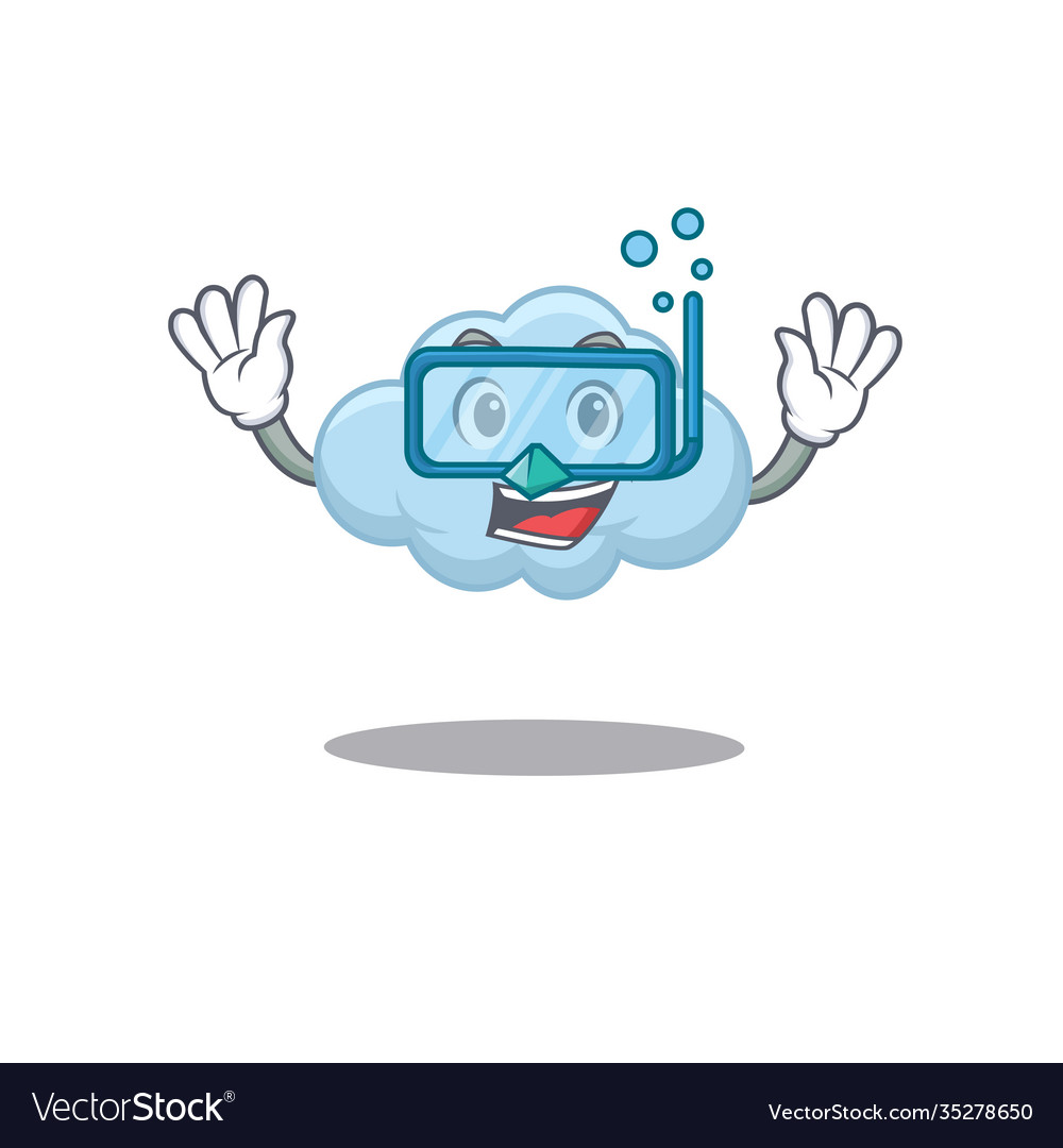 Blue cloud mascot design concept wearing diving