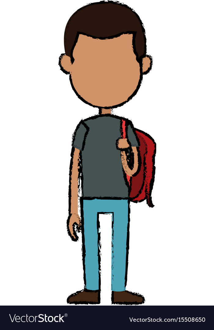 Boy cartoon student young character backpack Vector Image Boy cartoon student young character backpack Vector Image