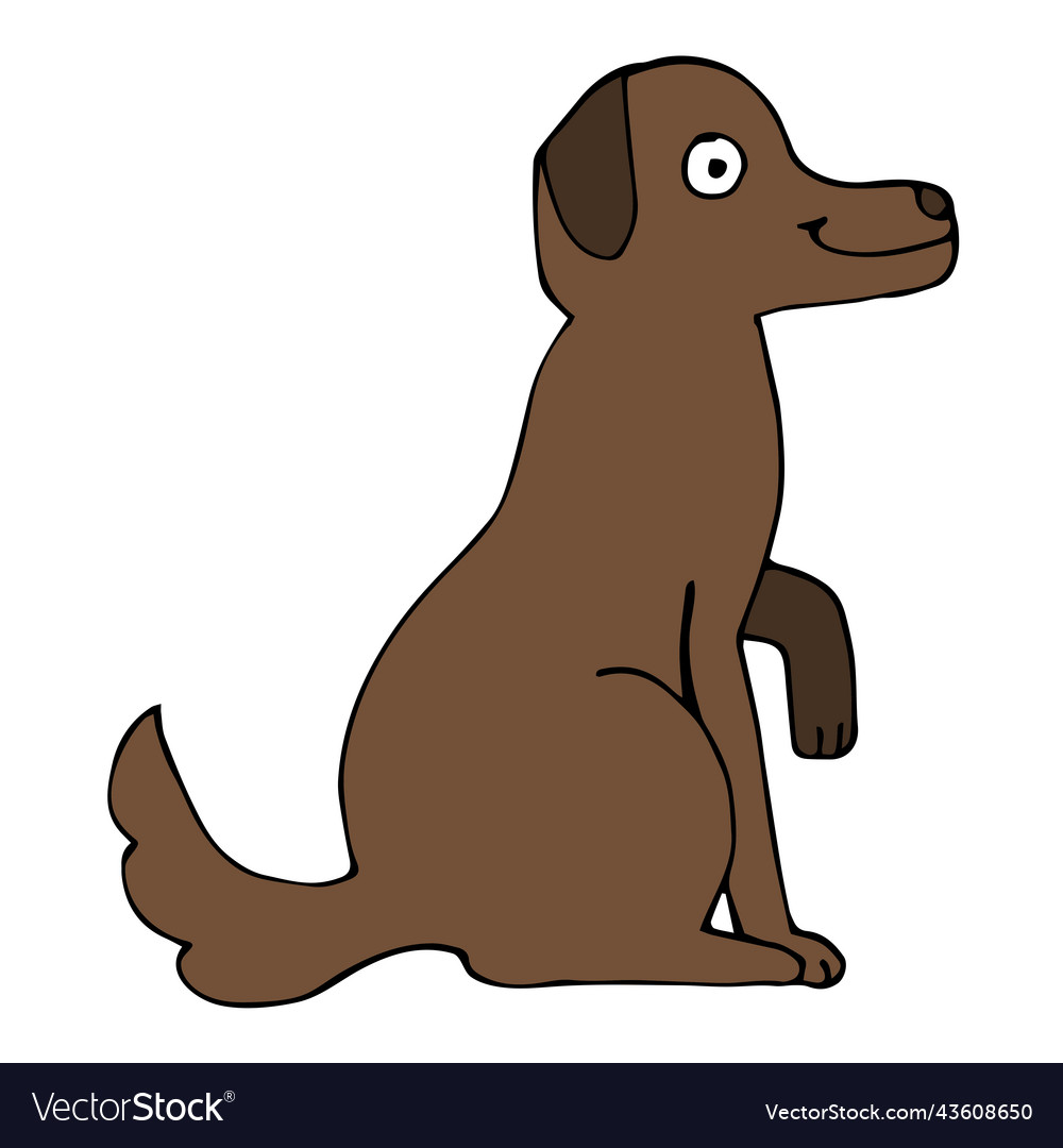 Cartoon doodle linear sitzenden Hund