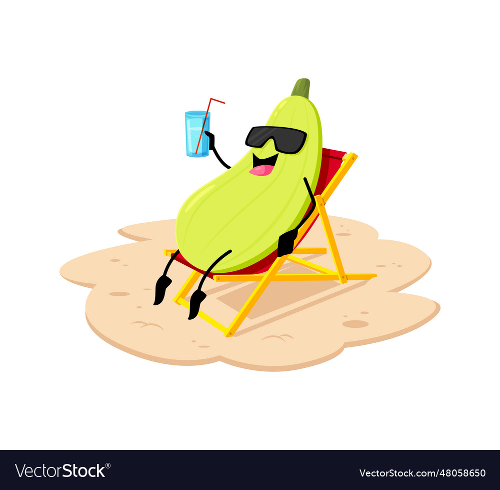 Cheerful Squash on Beach Vacation