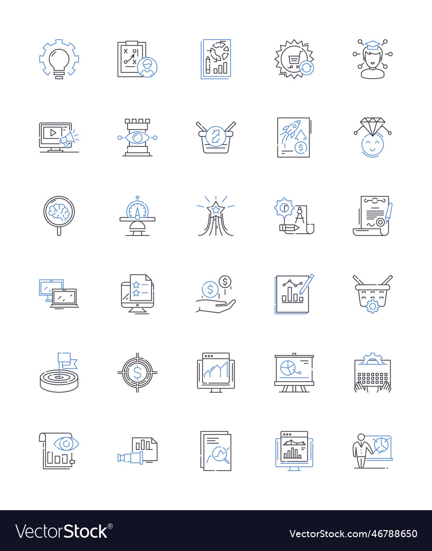 Devising and creating line icons collection vector image Devising and creating line icons collection