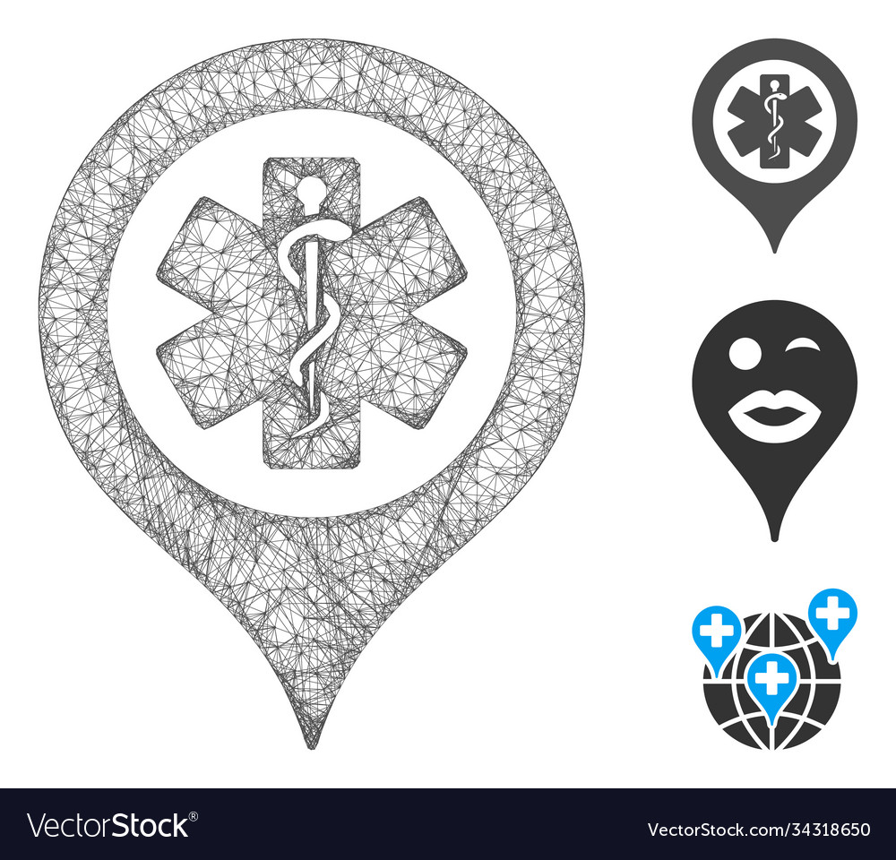 Emergency map marker polygonal web mesh vector image Emergency map marker polygonal web mesh