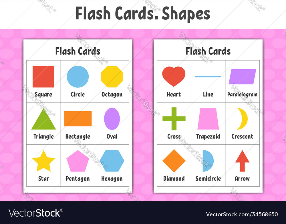 Flash cards learning shapes education developing