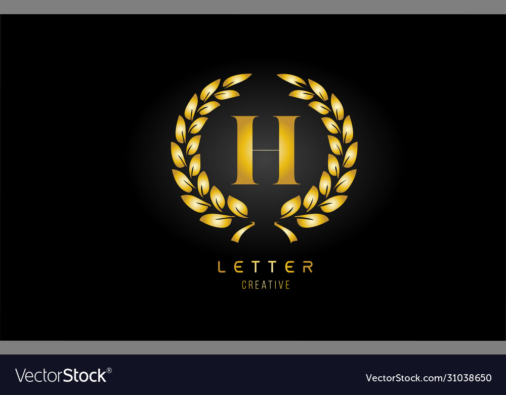 Gold golden h alphabet letter logo icon Royalty Free Vector