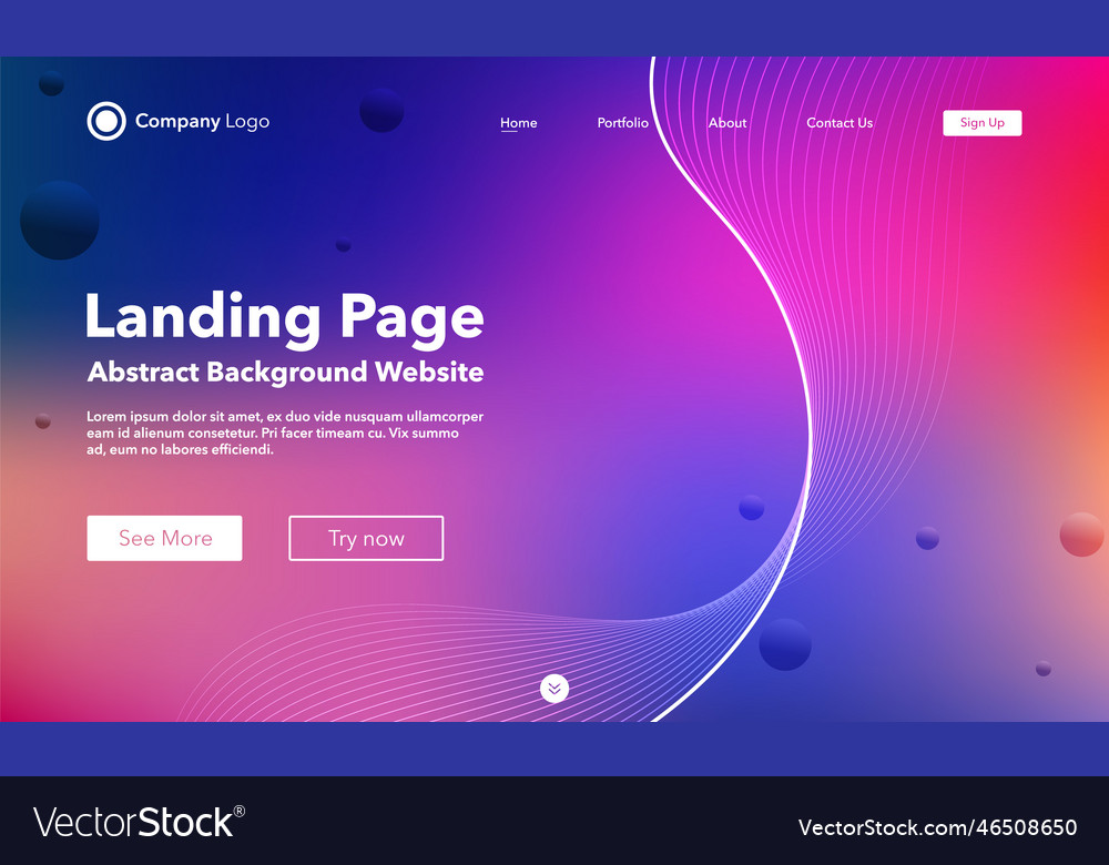 Gradient abstract wave background landing page vector image Gradient abstract wave background landing page