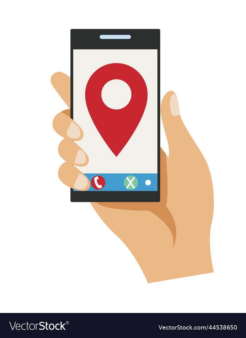 Hand using smartphone and gps app