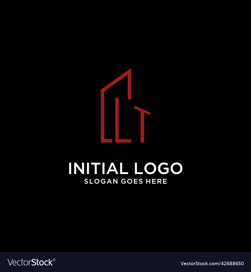 Lt initial monogram with building logo design