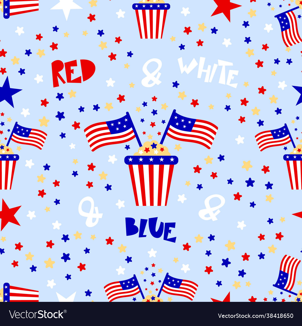 Seamless pattern with box popcorn Vector Image Seamless pattern with box popcorn