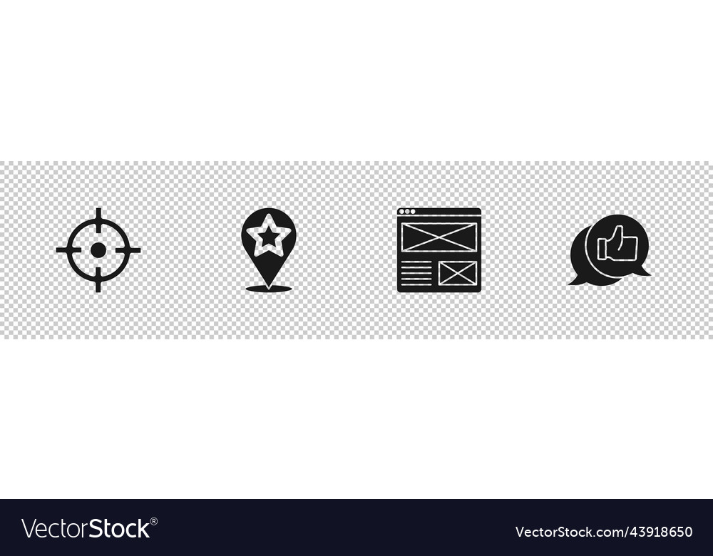 Set target sport map pointer with star browser vector image Set target sport map pointer with star browser