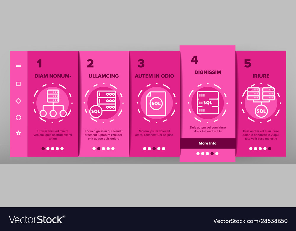 Sql database onboarding icons set