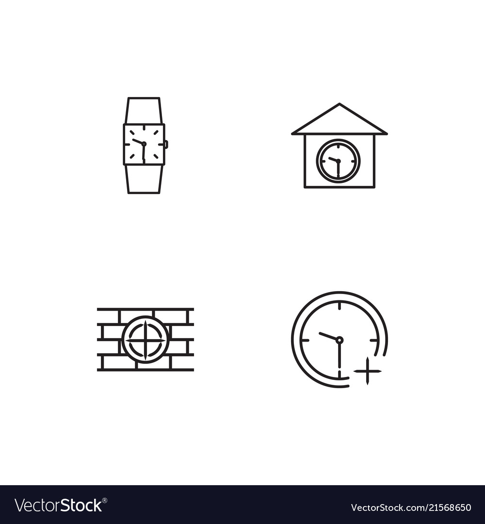 Time linear icons set simple outline