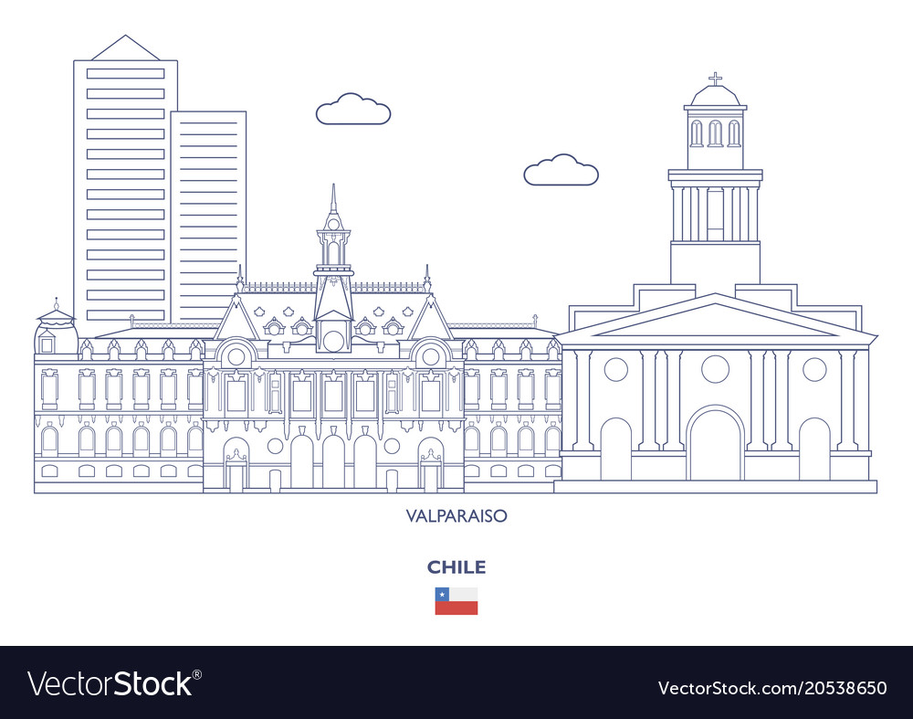 Valparaiso linear city skyline Royalty Free Vector Image