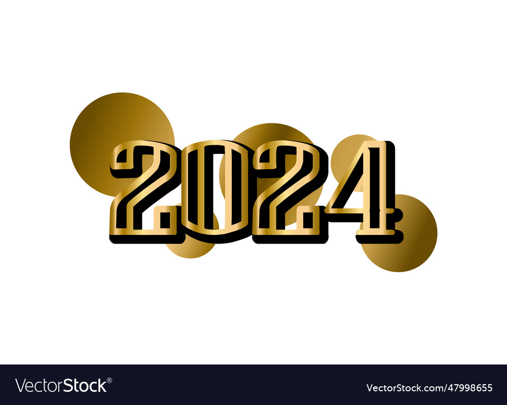 2024 black and golden number or text design Vector Image