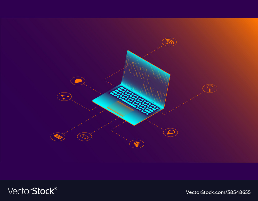 A laptop with code on screen next