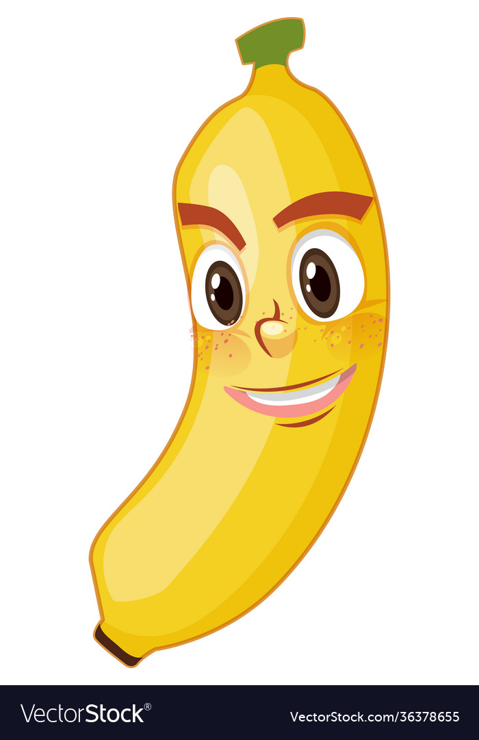 Banana Cartoon Charakter mit Gesichtsausdruck