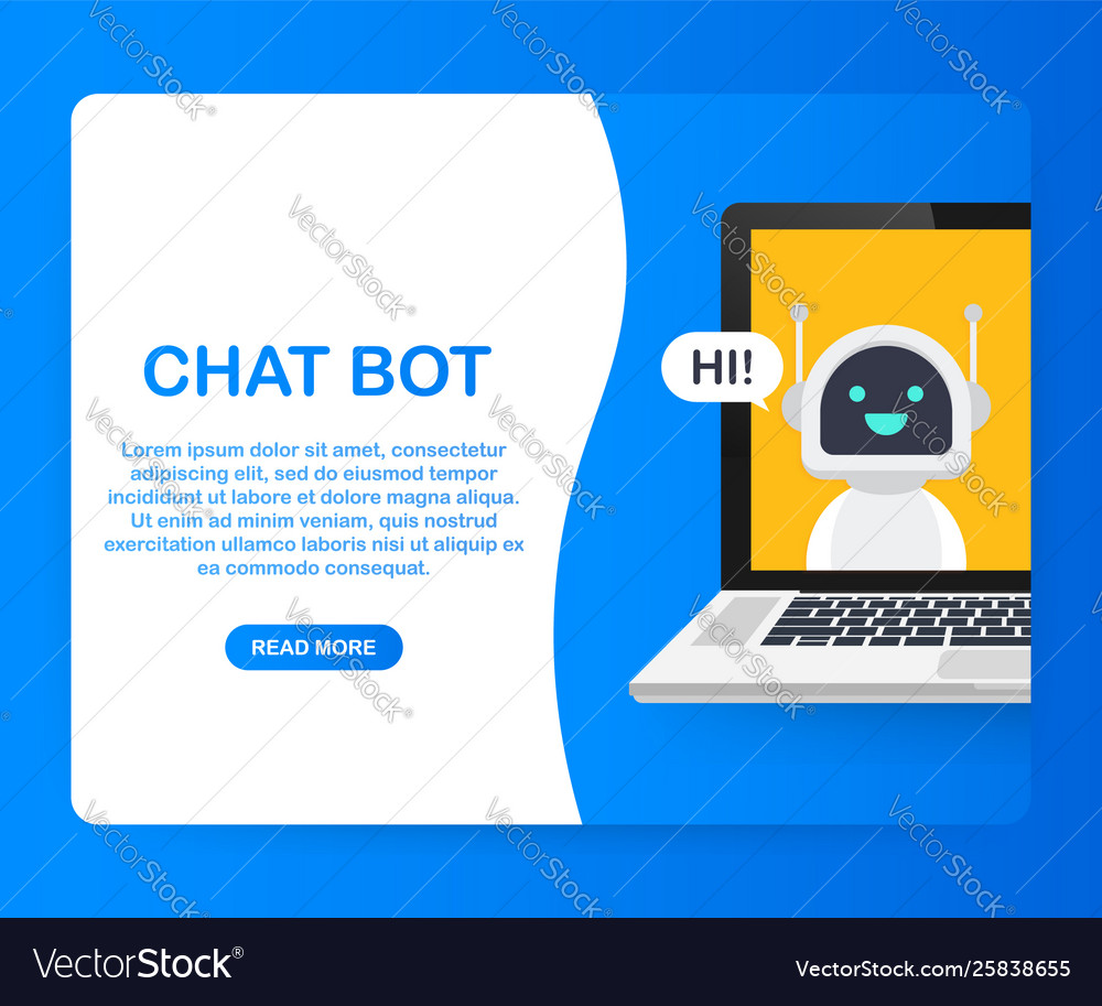 Chat bot mit Laptop Computer Roboter virtuelle vector image Chat bot mit Laptop Computer Roboter virtuelle