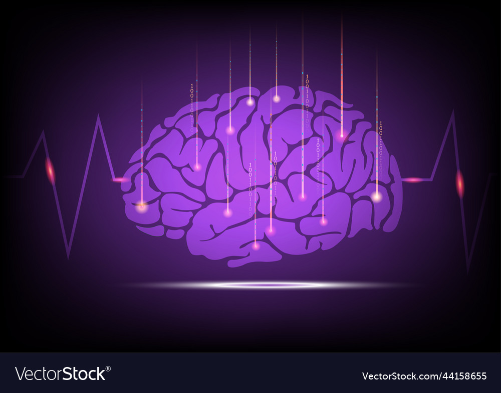 Concept of thinking background with brain vector image Concept of thinking background with brain
