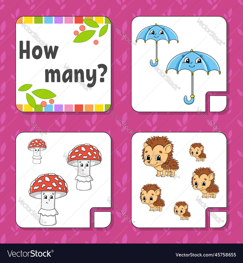 Counting game for children happy characters vector image Counting game for children happy characters