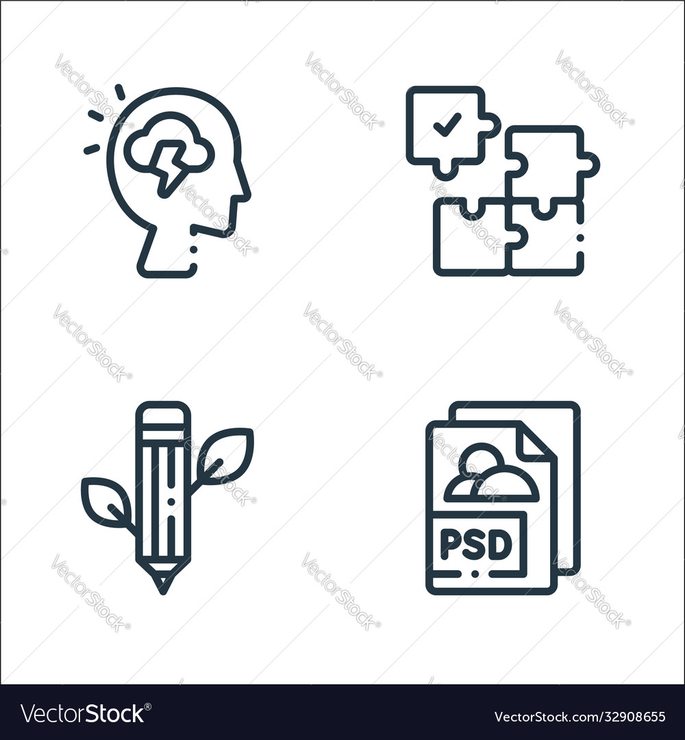 Design thinking line icons linear set quality vector image Design thinking line icons linear set quality
