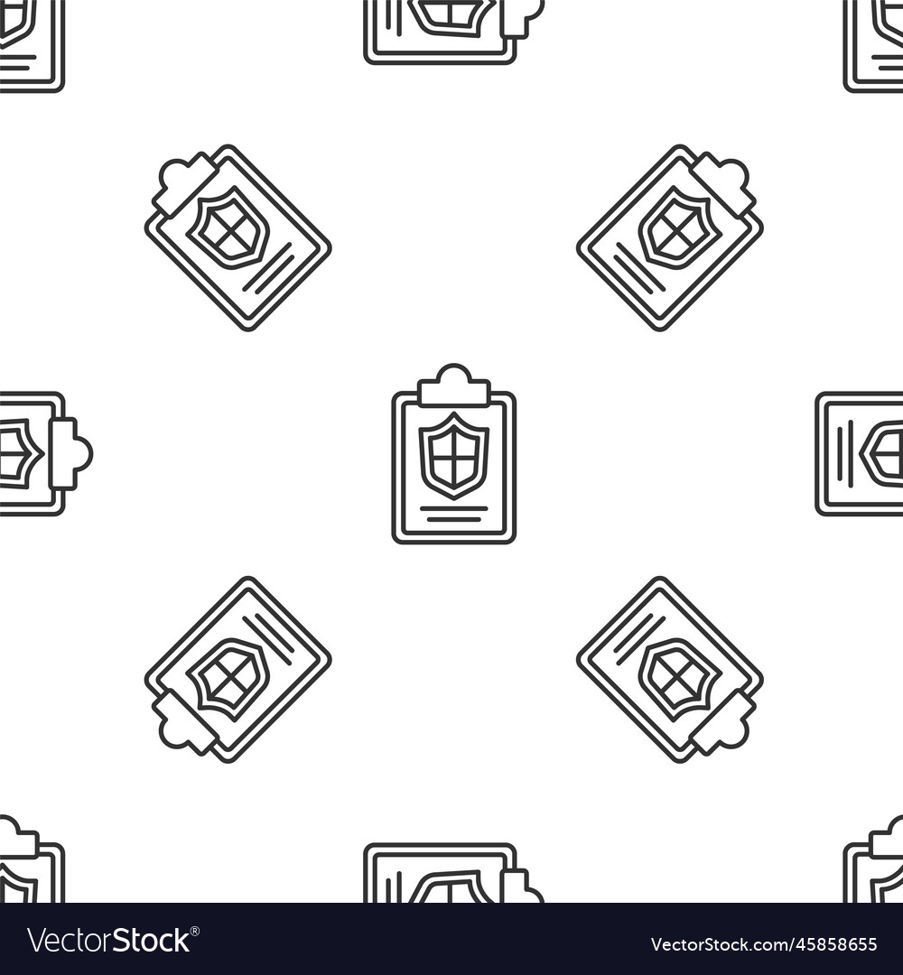 Grey line document with shield icon isolated