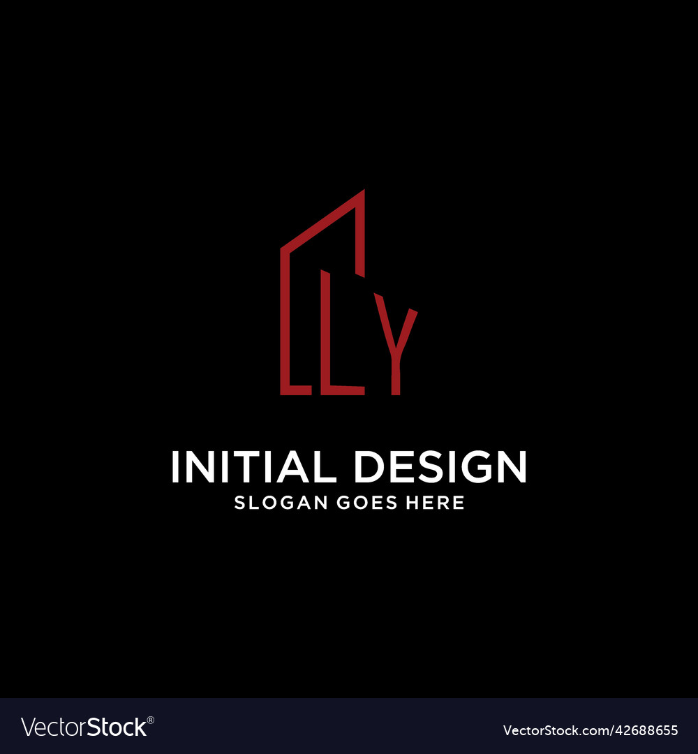 Ly initial monogram with building logo design Vector Image Ly initial monogram with building logo design