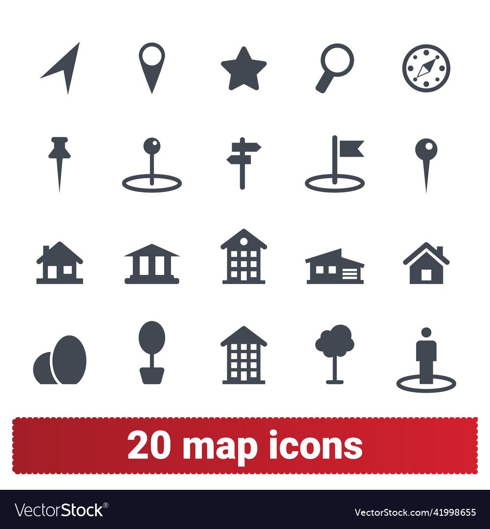 Map location and navigation icons collection Vector Image Map location and navigation icons collection