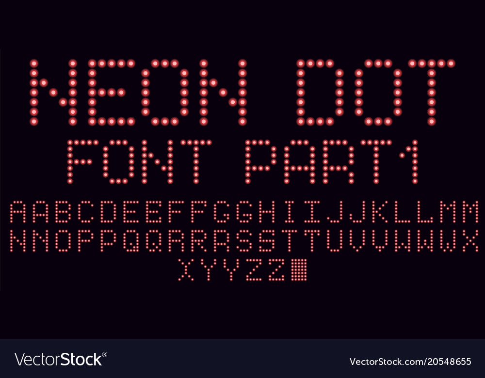 Neon dot font in red part 1