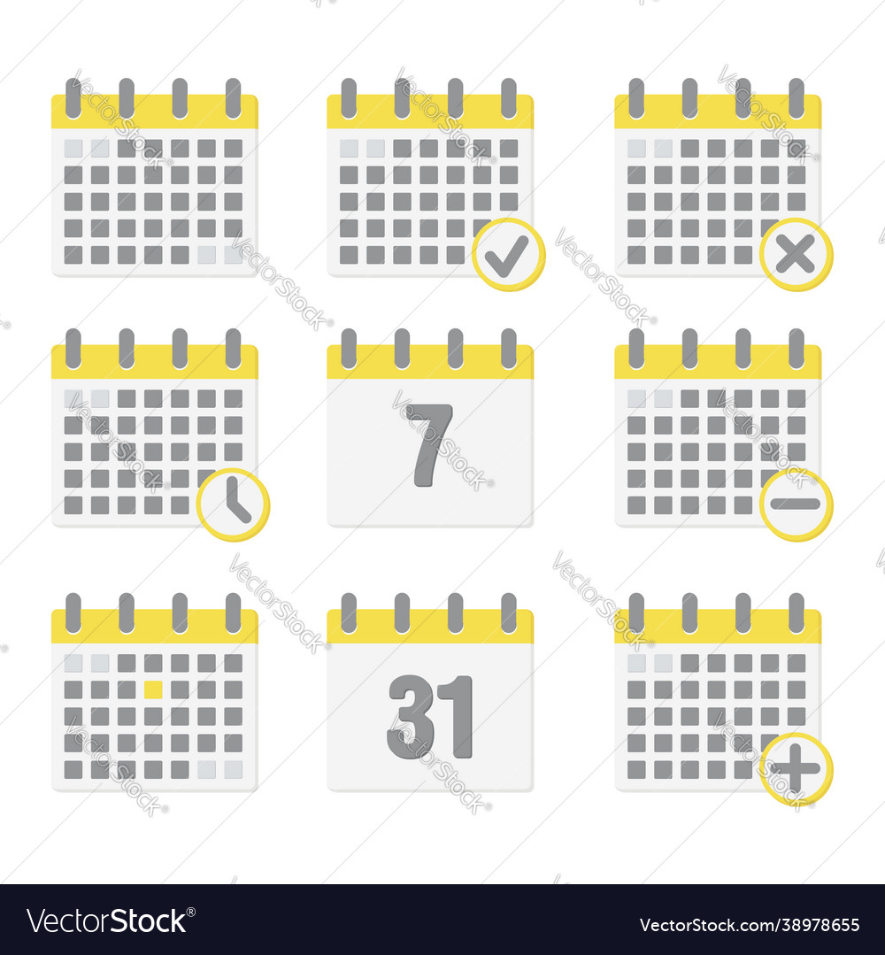 Set calendars icon in a minimalist style Vector Image
