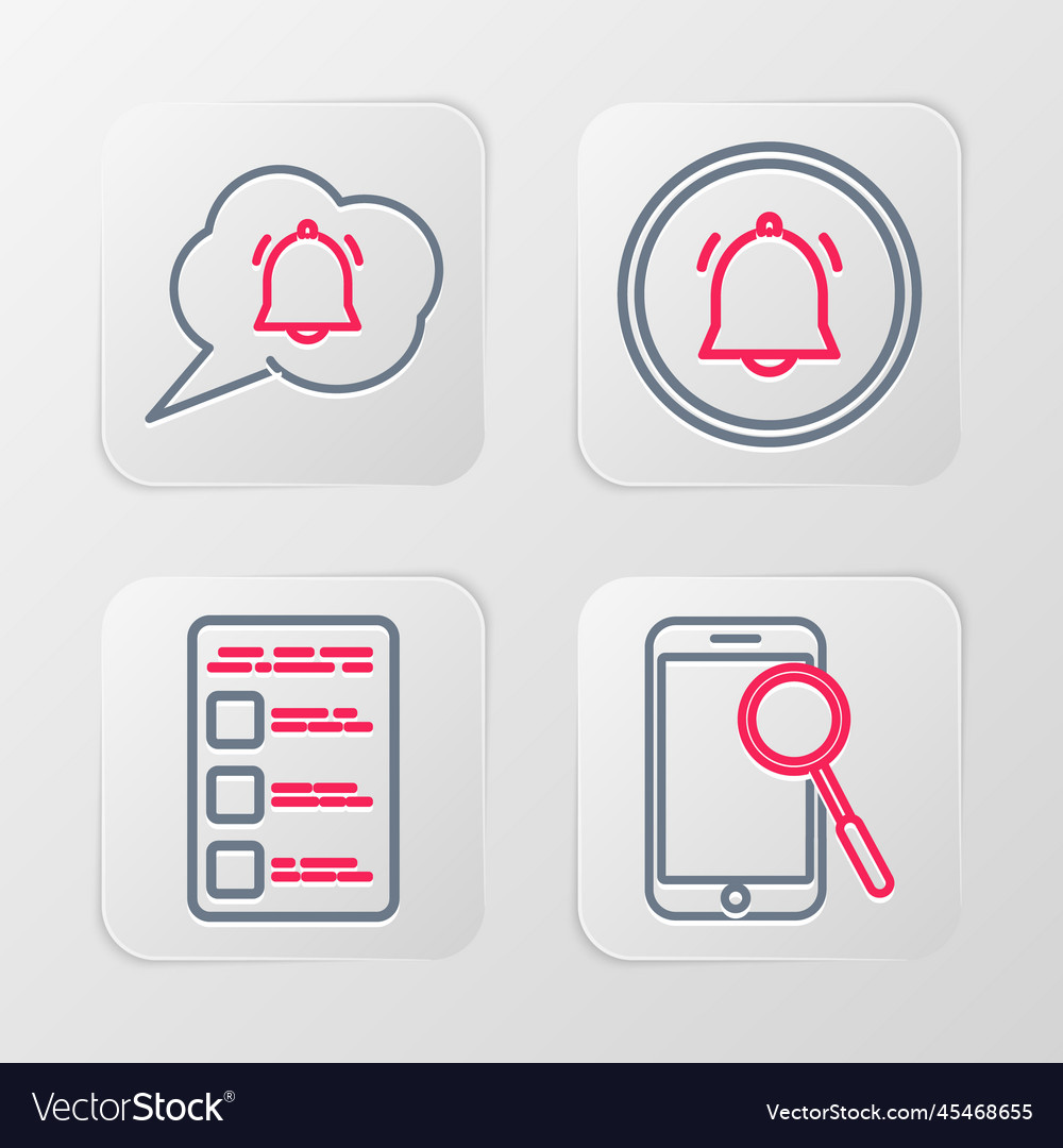 Set line mobile phone diagnostics create account vector image Set line mobile phone diagnostics create account