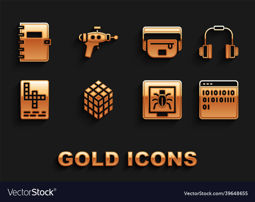 Set rubik cube headphones binary code insects vector image Set rubik cube headphones binary code insects